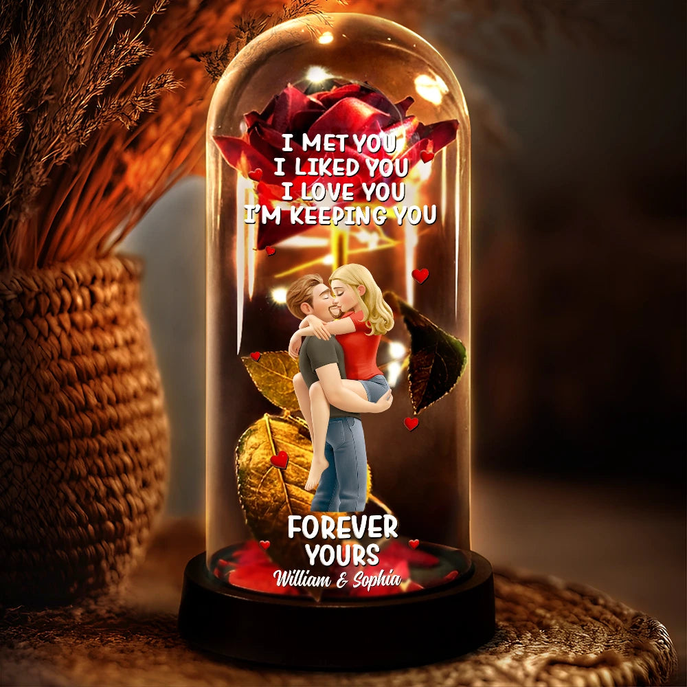 Gift For Couples,Love - Together And Forever Yours - Personalized Everlasting Rose Dome Lamp