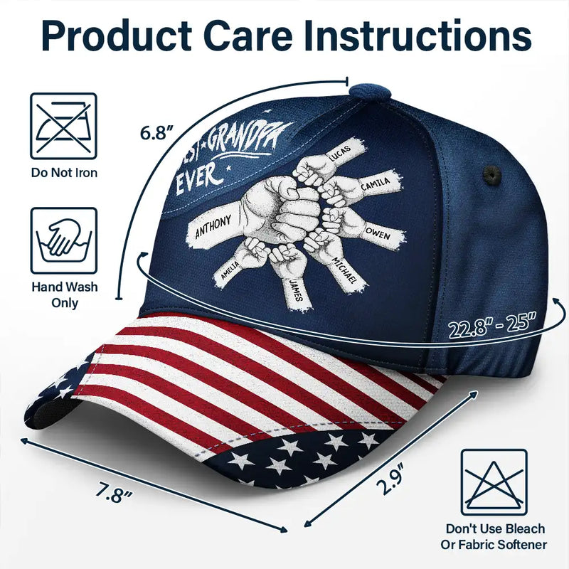 Gift For Husband,Parents,Gift For Yourself,Gift For Men,Gift For Grandpa,Gift For Father,Independence Day,Icon,Proud - US Flag Fist Bump Best Dad Ever - Personalized Classic Cap
