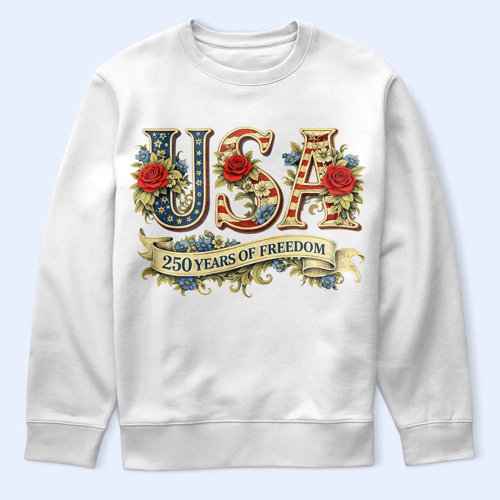 Independence Day,America 250th,Gift For Yourself,Happy,No Custom,Gift For Women,Gift For Men - USA 250 Years Of Freedom Vintage Rose - T Shirt