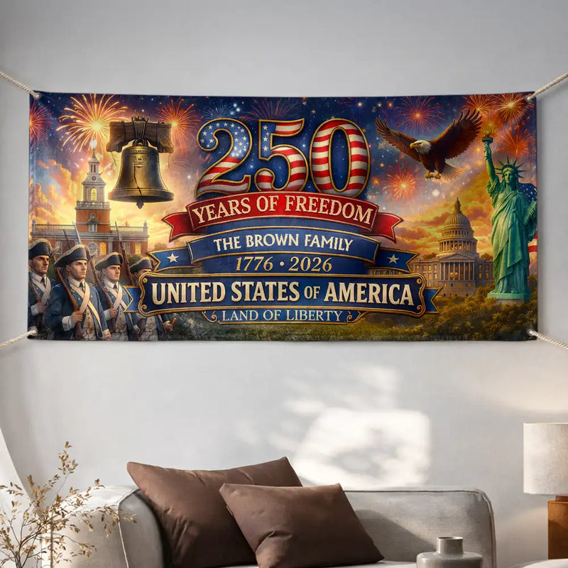Family,Parents,Happy,America 250th - USA 250th Anniversary Land Of Liberty - Personalized Horizontal Banner
