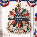 America 250th,Independence Day,Gift For Grandma,Top Market,Adorable,Custom Text - US Flag Grandma Sunflower 250th Anniversary - Personalized Custom Shaped Wood Sign