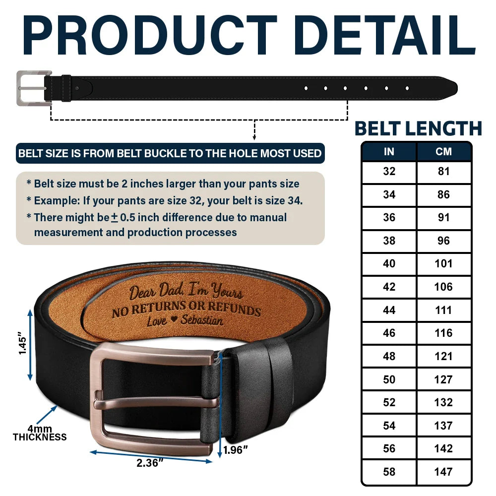 Gift For Father,Dad - Children,Funny - Used To Live In Your Balls - Personalized Engraved Leather Belt