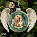 Memorial,Pet Lovers,Custom Photo,Sad,Christmas - Custom Photo Angel Wings Paw Pet Memorial Forever Loved - Personalized Custom Shaped Glass Ornament