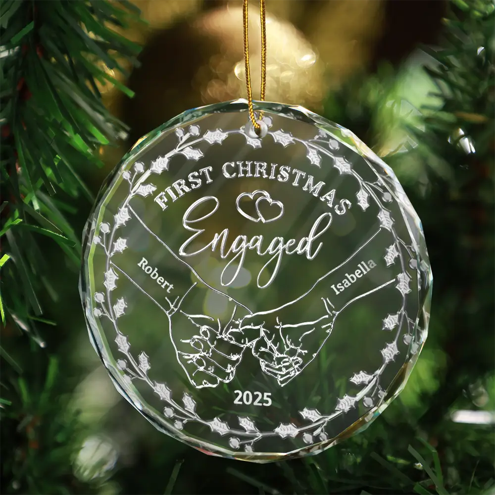 Gift For Couples,Gift For Husband,Gift For Wife,Gift For Boyfriend,Gift For Girlfriend,LGBT,Married ,Engaged,Love,Christmas - Couple Holding Hands We Got This - 3D Silver Effect Printed, Personalized Circle Glass Ornament