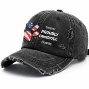 Pet Lovers,Independence Day,Happy - America Proudly Pawtriotic Custom Pet Name - Personalized Embroidered Distressed Cap