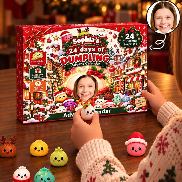 Adorable,Christmas,Custom Photo,Cut-Face Photo,Gift For Kids - Squishy 24 Days Of Dumpling Festive Gift For Kids - Personalized Custom Photo Christmas Countdown Advent Calendar