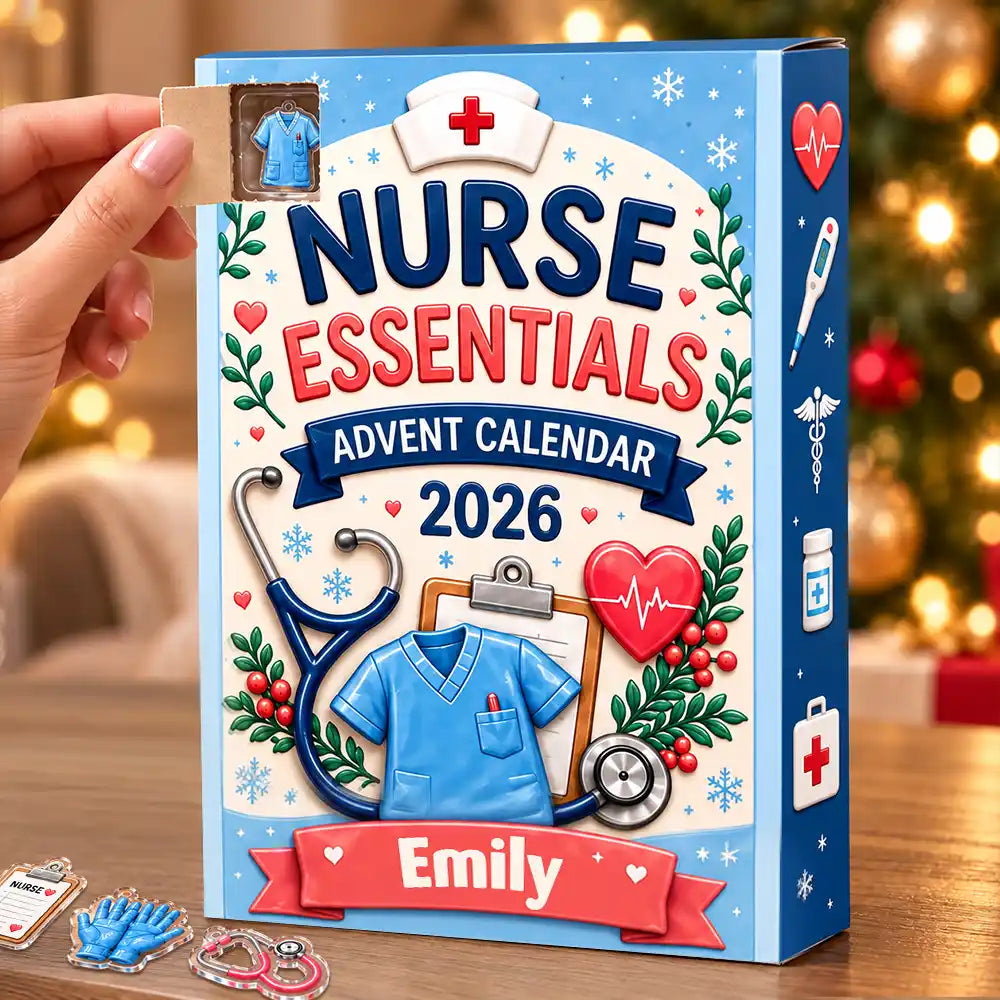 Adorable,Christmas,Custom Text,Nurse - Custom Name Nurse Charm - Personalized Christmas Countdown Advent Calendar