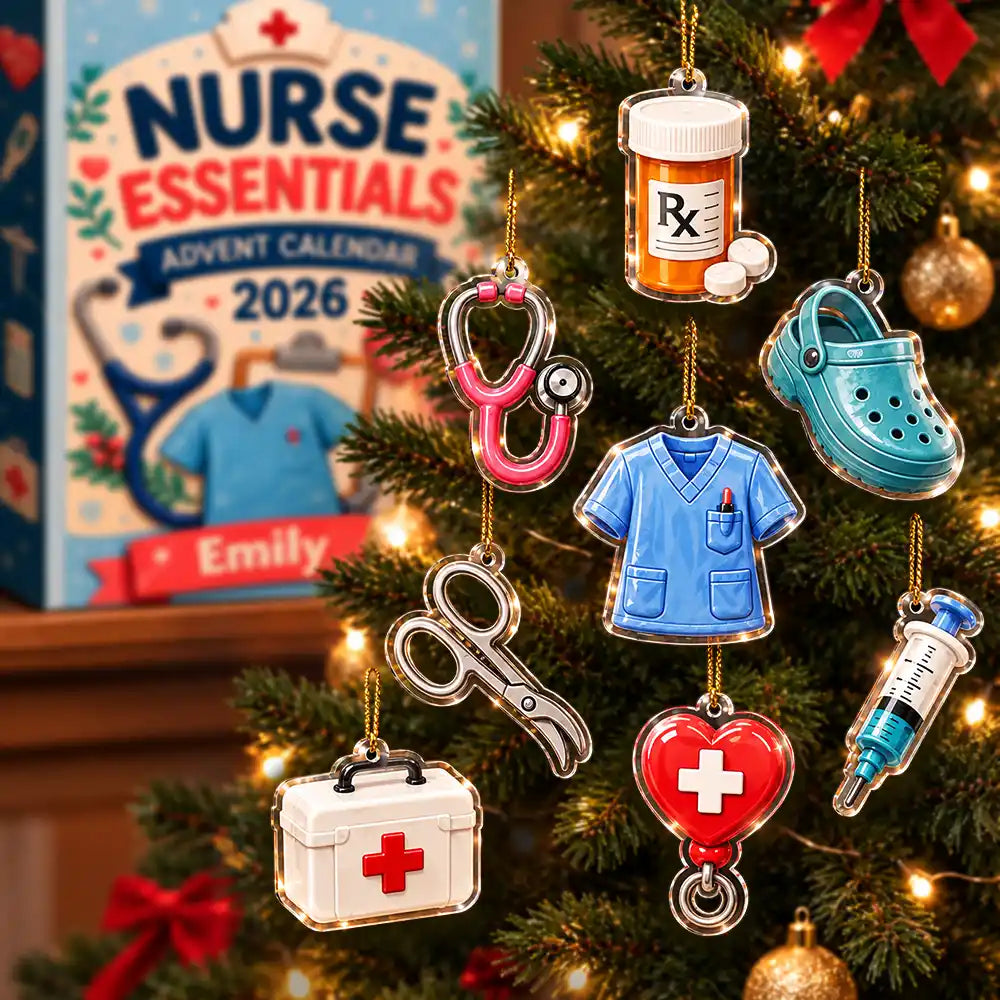 Adorable,Christmas,Custom Text,Nurse - Custom Name Nurse Charm - Personalized Christmas Countdown Advent Calendar