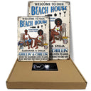 Swimming Poolside Family Couple Listen To The Good Music - Pool Sign - Personalized Custom Classic Metal Signs
