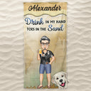 Sandy Toes And Salty Kisses Cartoon Beach Swimming Picnic Vacation Traveling - Birthday, Funny Gift For Her, Him, Dog Lovers, Cat Lovers - Personalized Custom Beach Towel