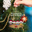 Grandchildren Make Life Grand - Christmas, Loving Gift For Grandpa, Grandma, Grandparents - Personalized Custom Shaped Acrylic Ornament