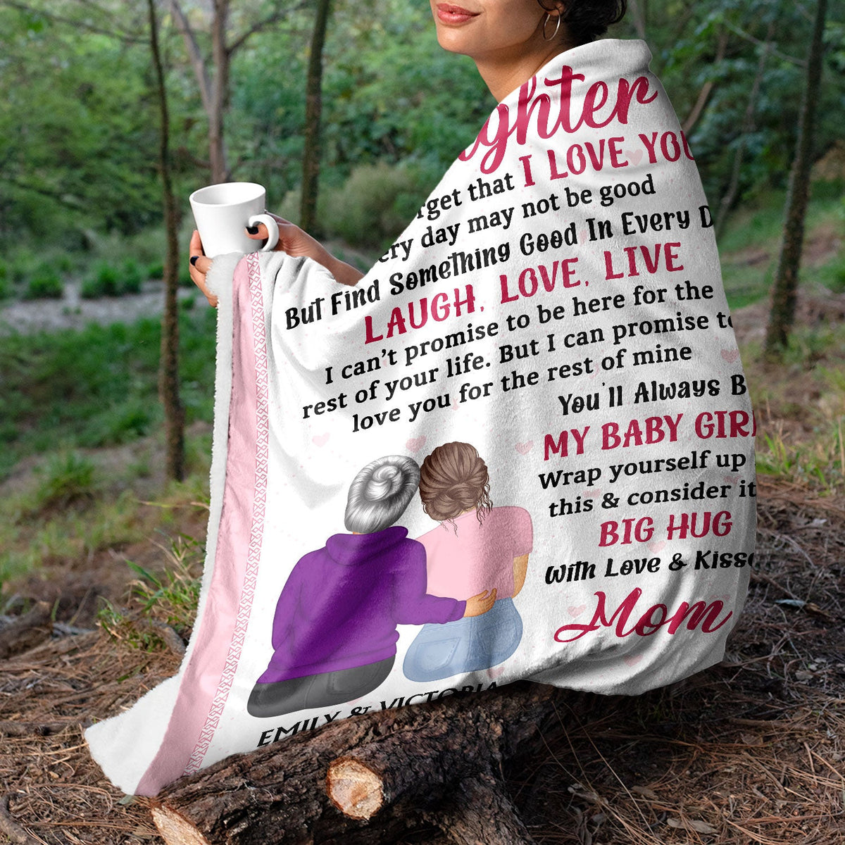 Never Forget That I Love You Mom - Gift For Daughters - Personalized Fleece Blanket