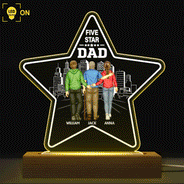 Five - Star Dad - Gift For Fathers - Personalized 3D Led Light Wooden Base