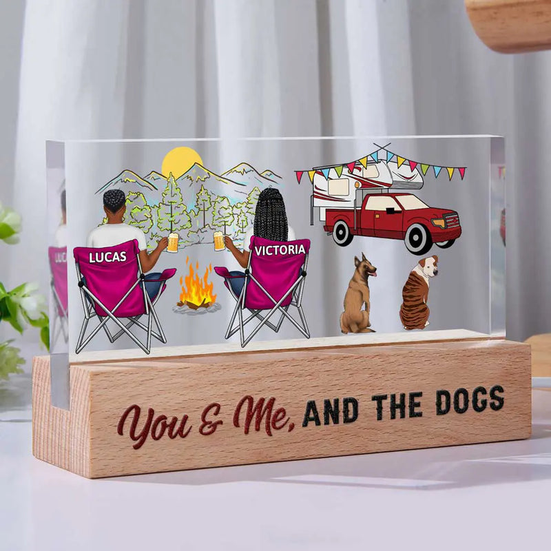 Home Is Where We Park It You And Me And The Dogs Happy Camper Couple - Personalized Rectangle LED Light