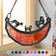 Dog Lover Swinging Moon - Personalized Acrylic Window Hanging Suncatcher