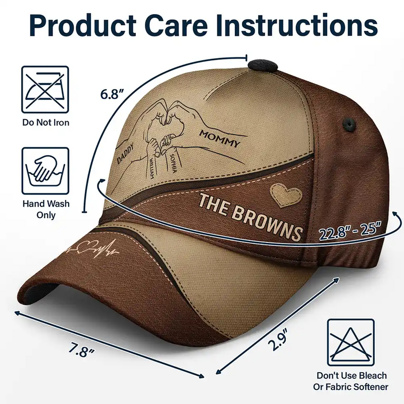 Family Holding Hands Parents & Kids - Personalized Classic Cap