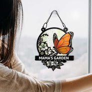 Nana's Garden Love Grows Here - Personalized Window Hanging Suncatcher Ornament