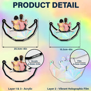 Besties Friends Sitting On The Moon - Personalized Window Hanging Rainbow Suncatcher