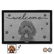 Pet Lovers, Cat Lovers, Dog Lovers - Custom Photo Welcome Pet Face Dog Cat Pencil Drawing - Personalized Doormat