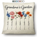 Gift For Grandma, Gift For Women, Gift For Mother - Grandma's Garden Birth Flower Bouquet - Personalized Pillow
