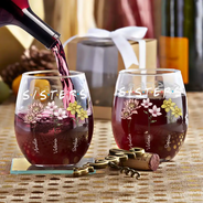 Gift For Bestie,Gifts For Colleagues,Gift For Sisters,Happy - Besties Sisters Friends Birth Flowers - Personalized Stemless Wine Glass
