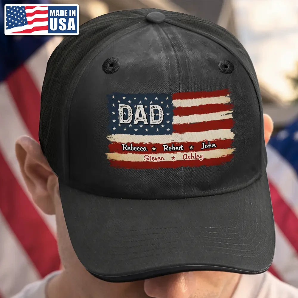 Gift For Father,Gift For Grandpa,Independence Day,America 250th,Happy,Gift For Men - Stars & Stripes US Flag American Dad Grandpa - Personalized Vintage Washed Denim Cap