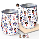 Gift For Mother,Gift For Grandma,Happy,Summer,Gift For Father,Gift For Grandpa,Independence Day,Non-Eng,Photo,Icon,Humorous - Custom Photo Stars & Stripes Best Dad Mom Grandpa Grandma Ever - Personalized Wine Tumbler