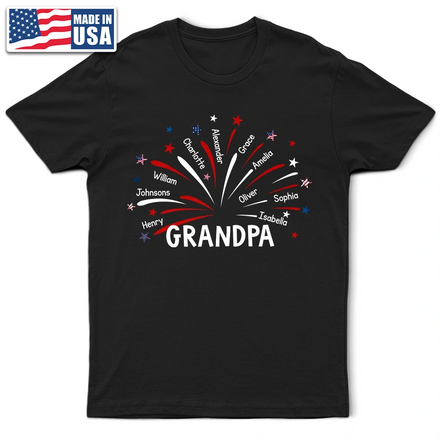 Grandpa Dad Firework Independence Day - Personalized T Shirt