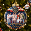 Independence Day, America 250th, Christmas, Proud, Custom Photo, Family, Remove BG Photo - Custom Photo Family Merry Christmas 250 Years Of Freedom - Personalized Custom Shaped Acrylic Ornament