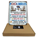 Wander Prints Family Gifts, Backyard Decor, Outdoor Decor, Housewarming Gifts, Patio, Garden, Pool, Bar & Grill, BBQ -	Pool Rules Swim At Your Own Risk, Pool Signs, Classic Metal Signs, Tin Signs