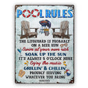Wander Prints Family Gifts, Backyard Decor, Outdoor Decor, Housewarming Gifts, Patio, Garden, Pool, Bar & Grill, BBQ -	Pool Rules Swim At Your Own Risk, Pool Signs, Classic Metal Signs, Tin Signs
