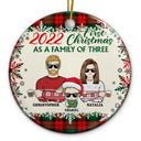 First Christmas As A Family Of Three - Gift For New Parents - Personalized Custom Circle Ceramic Ornament