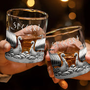 Gift For Yourself,Gift For Men,Happy - Viking A Sip Of History - Personalized Whiskey Glass