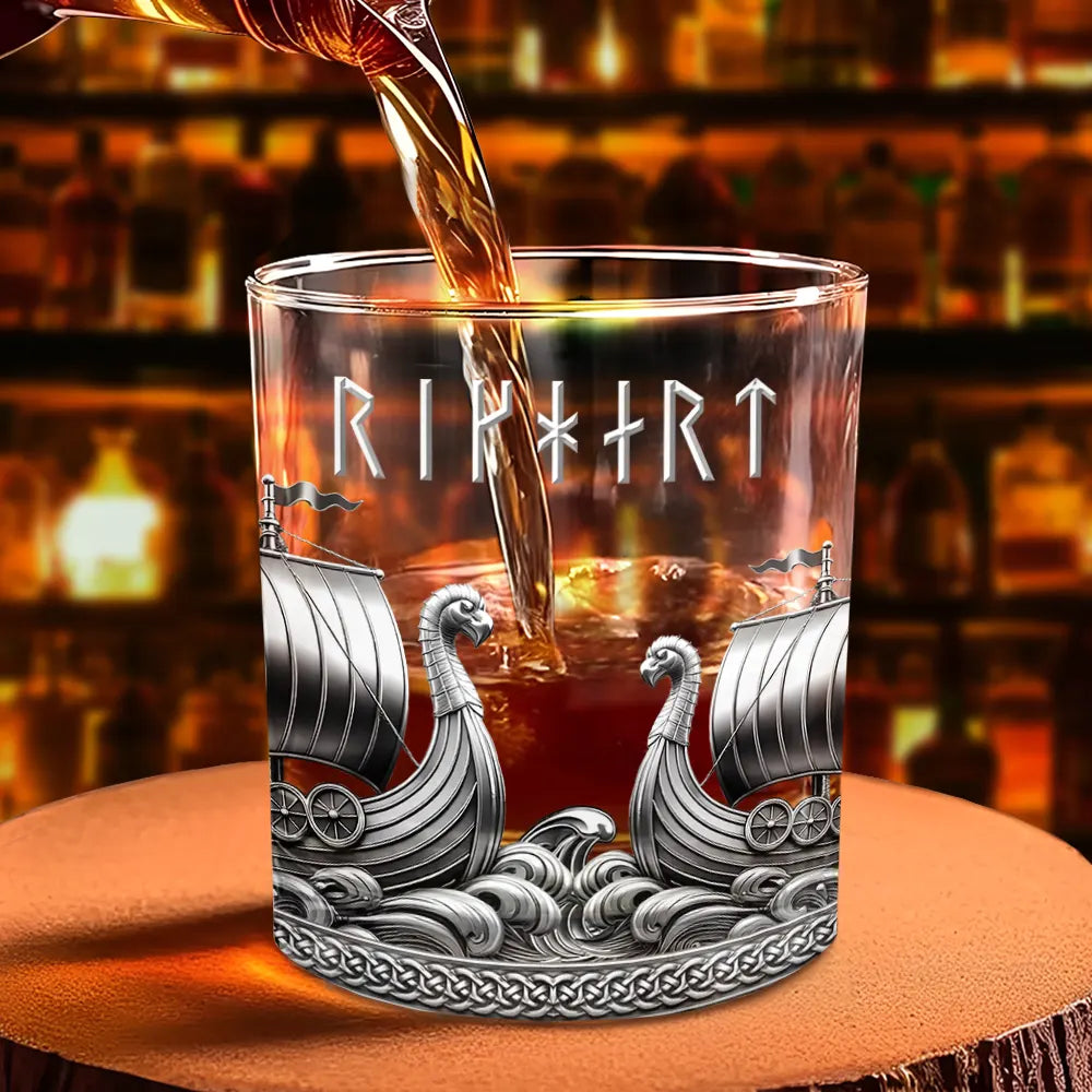 Gift For Yourself,Gift For Men,Happy - Viking A Sip Of History - Personalized Whiskey Glass