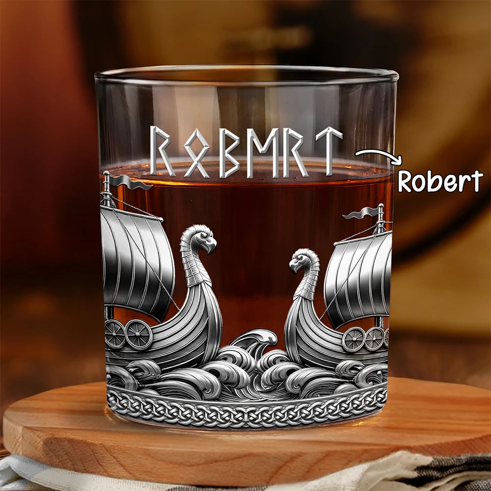 Gift For Yourself,Gift For Men,Happy - Viking A Sip Of History - Personalized Whiskey Glass