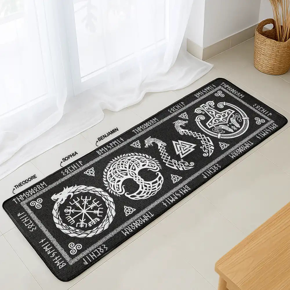 Viking Runes Custom Family Name Scandinavia - Personalized Runner Rug