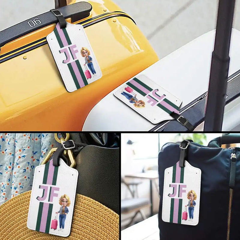 Travel,Gift For Yourself - Vintage Monogram Travel - Personalized Luggage Tag