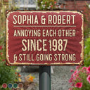 Summer,Top Market,Gift For Couples,Old Couples,Playful,Custom Text - Vintage Annoying Each Other - Personalized Classic Metal Signs