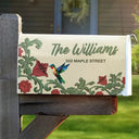 Family,Christmas - Vintage Floral And Bird - Personalized Mailbox Cover