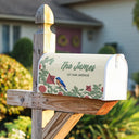 Family,Christmas - Vintage Floral And Bird - Personalized Mailbox Cover