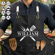 Gift For Father,Gift For Grandpa,Gift For Men,Grateful - Vintage Monogram - Personalized Embroidered Apron