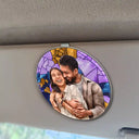 Gift For Wife,Gift For Mother,Gift For Grandma,Love,Family - Custom Photo Stained Glass Portrait Mom Grandma Parents Family - Personalized Custom Shaped Acrylic Car Visor Clip