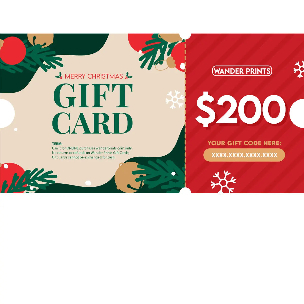 Wander Prints Christmas Gift Card