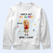 Adorable,Back To School,Gift For Kids,Vector - Watch Out Kindergarten Kid With Backpack - Personalized T Shirt