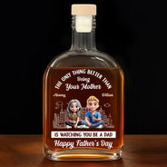 Gift For Son,Dad - Sons,Mom - Sons,Funny,Vector - Watching You Be A Dad - Personalized Whiskey Bottle