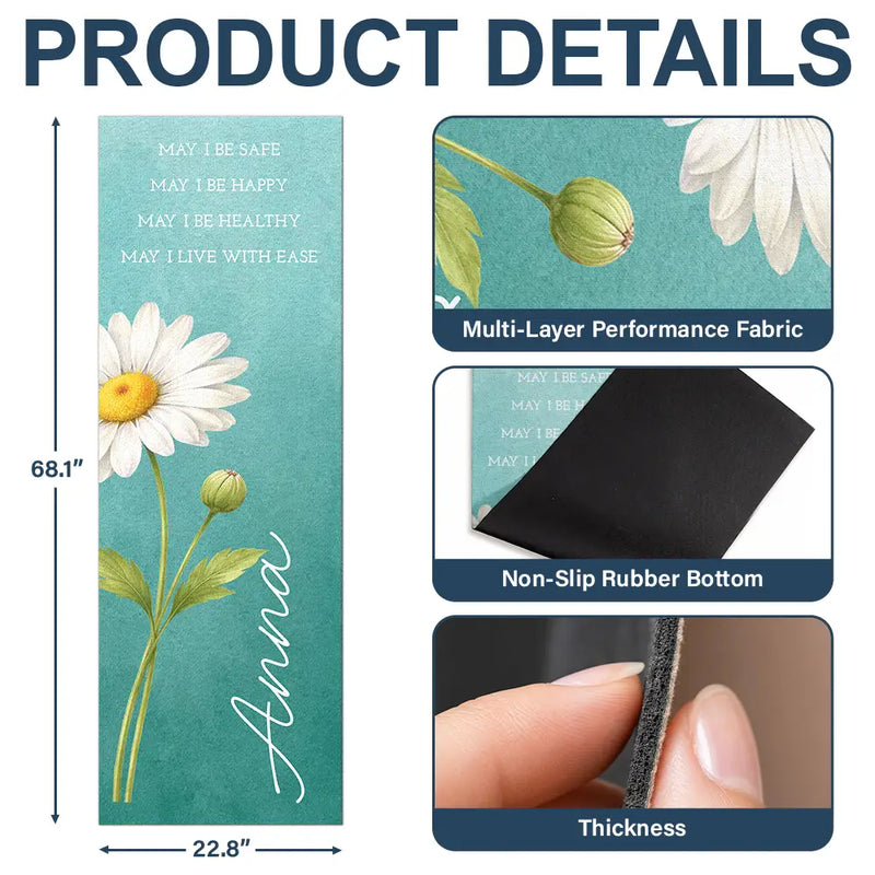 Gift For Yourself,Gift For Women,Yoga,Healing,Icon - Watercolor Birth Flower With Name - Personalized Yoga Mat