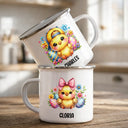Easter, Happy, Gift For Kids, Parents - Watercolor Bunny Chicken - Personalized Enamel Mug