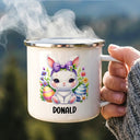 Easter, Happy, Gift For Kids, Parents - Watercolor Bunny Chicken - Personalized Enamel Mug