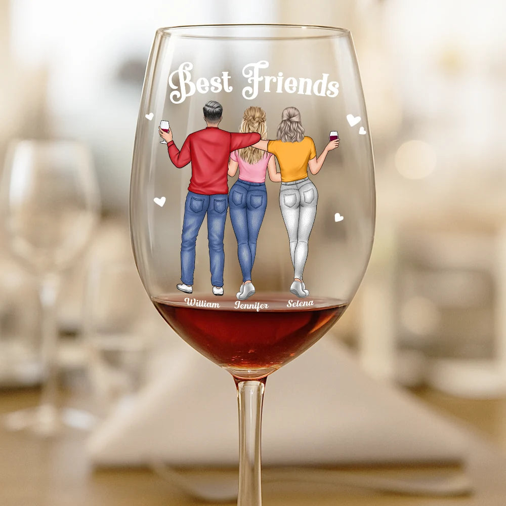 Gift For Bestie, Gift For Sisters, Funny, Gift For Women - We Go Together Like Drunk And Disorderly Besties - Personalized Wine Glass