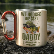 Gift For Father,Fishing,Humorous,Icon - We Hooked The Best Dad Grandpa - Personalized Carabiner Mug